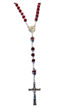 Load image into Gallery viewer, Red Crystal Rosary with Our Lady of Fatima Medal