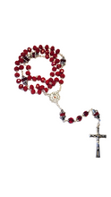 Load image into Gallery viewer, Red Crystal Rosary with Our Lady of Fatima Medal