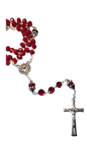 Load image into Gallery viewer, Red Crystal Rosary with Our Lady of Fatima Medal