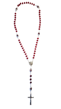 Load image into Gallery viewer, Red Crystal Rosary with Our Lady of Fatima Medal