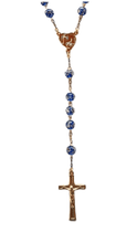 Cargar imagen en el visor de la galería, Blue & Gold Murano Rosary - Commemorative Edition - Holy Fatima