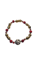 Load image into Gallery viewer, Golden and Red Bracelet with Medal
