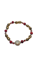 Load image into Gallery viewer, Golden and Red Bracelet with Medal
