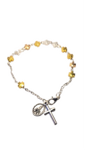 Load image into Gallery viewer, Golden and Silver Cross Bracelet with Medal
