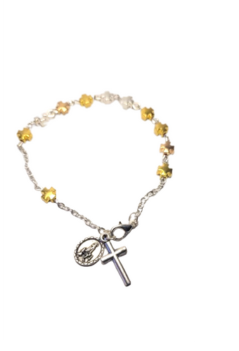 Golden and Silver Cross Bracelet with Medal