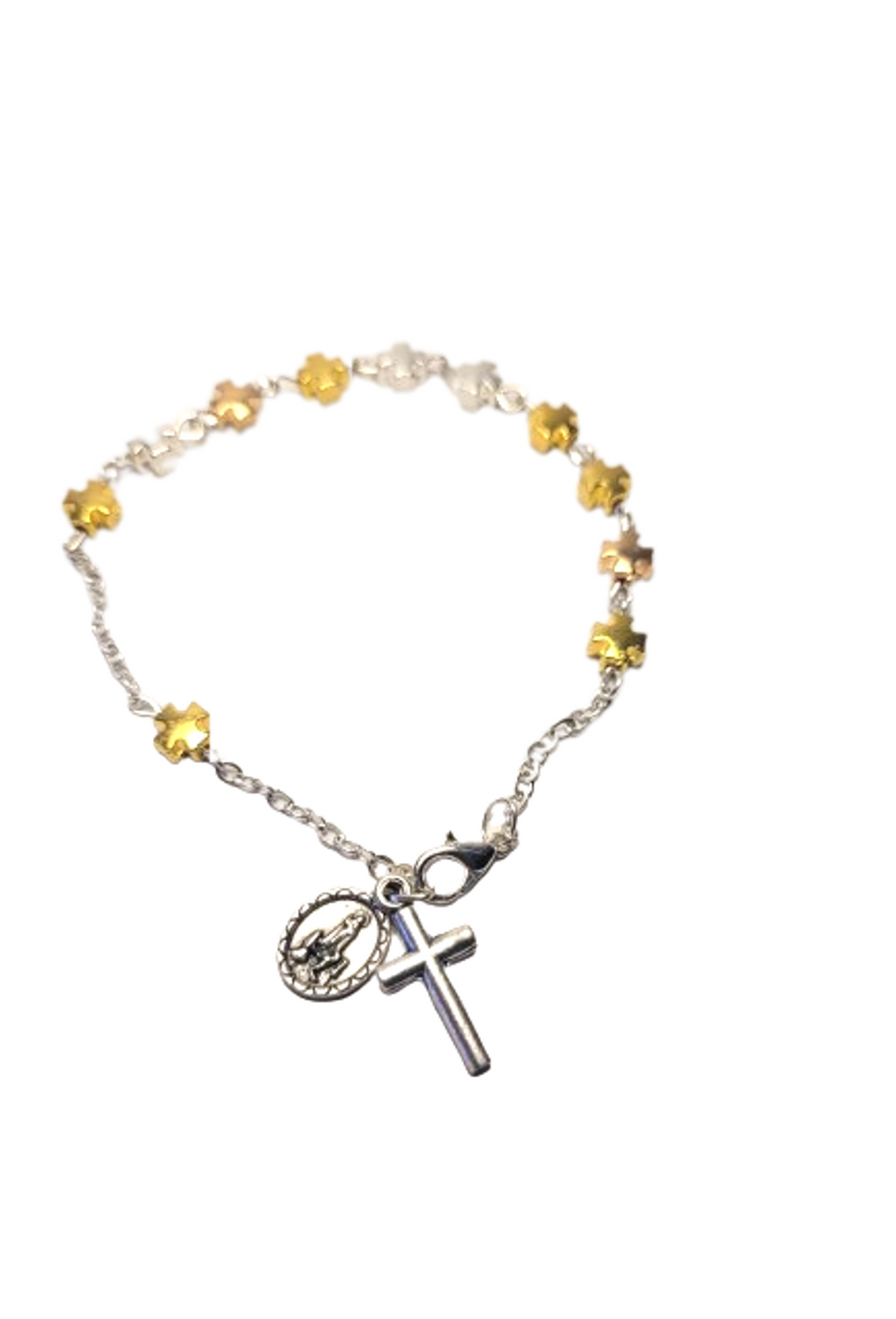 Golden and Silver Cross Bracelet with Medal