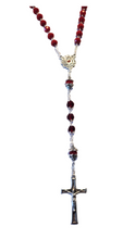 Load image into Gallery viewer, Red Crystal Rosary with Our Lady of Fatima Medal
