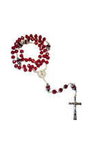 Load image into Gallery viewer, Red Crystal Rosary with Our Lady of Fatima Medal
