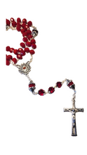 Load image into Gallery viewer, Red Crystal Rosary with Our Lady of Fatima Medal
