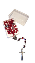 Load image into Gallery viewer, Red Crystal Rosary with Our Lady of Fatima Medal
