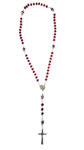 Load image into Gallery viewer, Red Crystal Rosary with Our Lady of Fatima Medal
