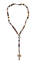 Cargar imagen en el visor de la galería, Tri-colored Wooden Rosary with Medal
