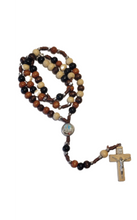 Load image into Gallery viewer, Tri-colored Wooden Rosary with Medal
