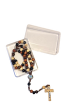 Cargar imagen en el visor de la galería, Tri-colored Wooden Rosary with Medal
