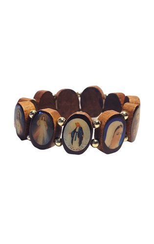 Wooden Bracelet with 12 Saints