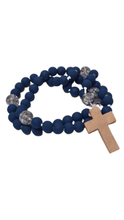 Cargar imagen en el visor de la galería, Blue &amp; Translucent Dark Beads Rosary
