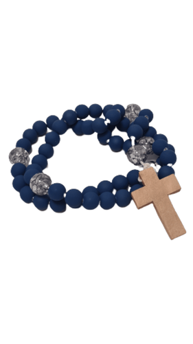 Blue & Translucent Dark Beads Rosary