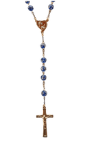 Load image into Gallery viewer, Blue &amp; Gold Murano Rosary - Commemorative Edition - Holy Fatima
