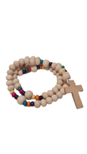 Cargar imagen en el visor de la galería, Rosary in Wood and Colored Beads
