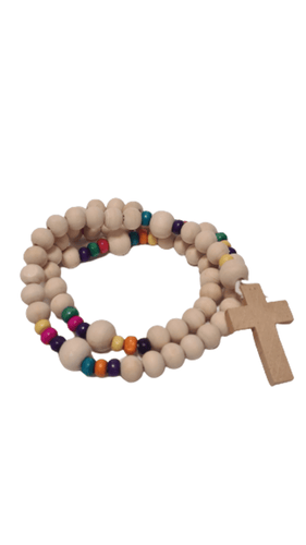 Rosary in Wood and Colored Beads