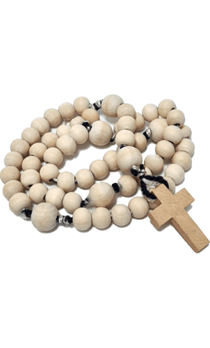 Rosary in Wood and Bicolor Wool