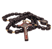 Load image into Gallery viewer, Saint Benedict Wood Rosary - Holy Fatima
